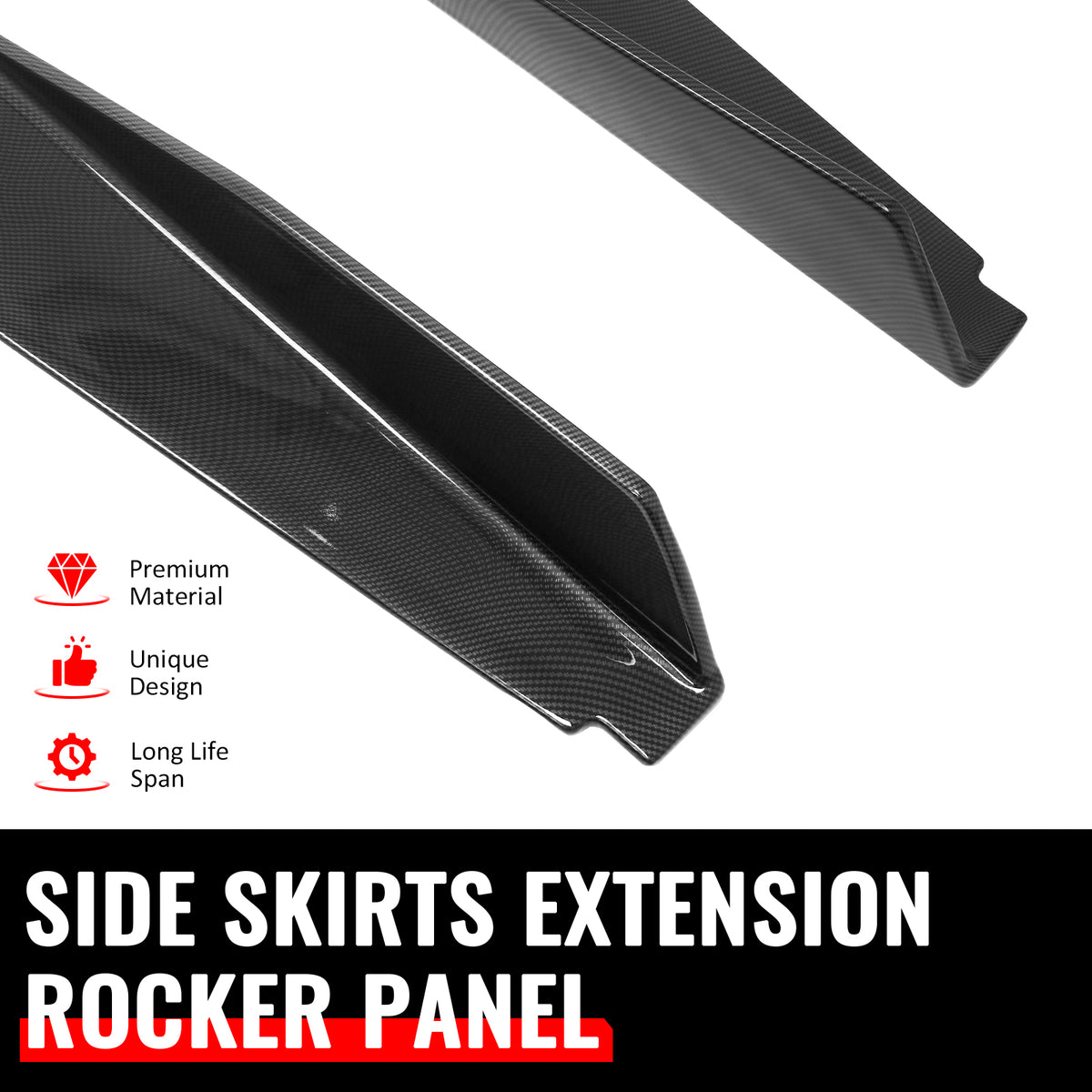 For 20-26 Chevy Corvette C8 Stingray/Z51 5VM Style Side Skirts Carbon Fiber Look