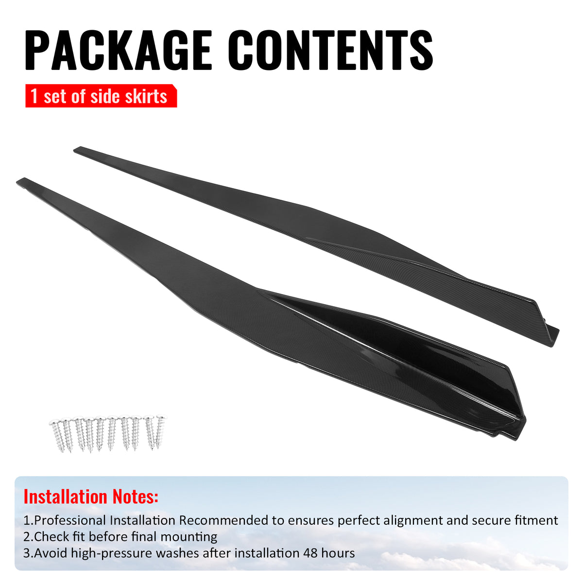 For 20-26 Chevy Corvette C8 Stingray/Z51 5VM Style Side Skirts Carbon Fiber Look