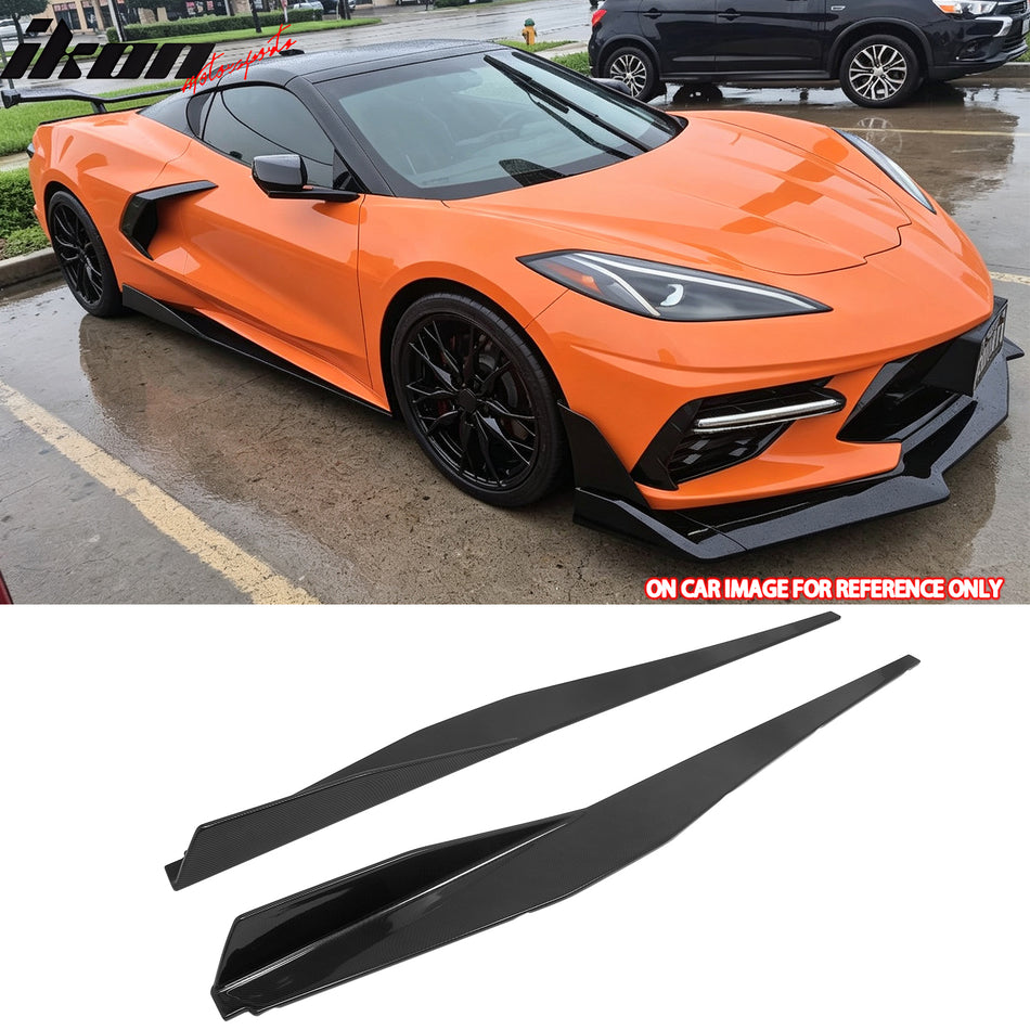2020-2026 Chevy Corvette C8 Stingray/Z51 Side Skirts Panels 5VM Style Carbon Fiber Print ABS