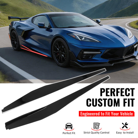 Fit 2020-2026 Chevy Corvette C8 Stingray/Z51 Side Skirts Extension