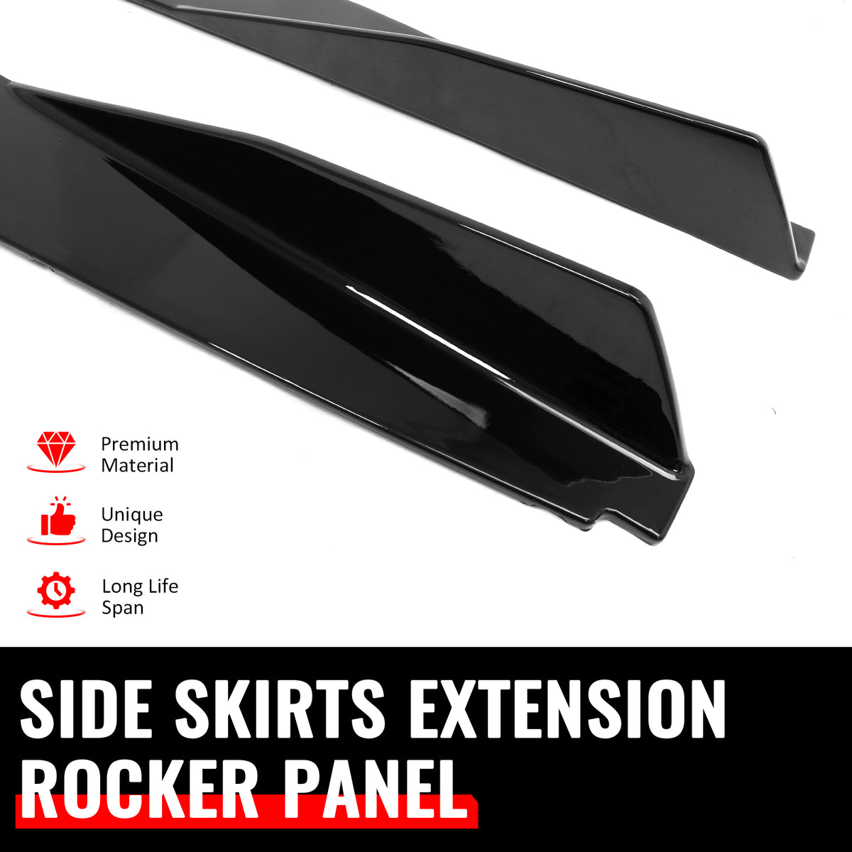 Fits 20-26 Chevy Corvette C8 Stingray/Z51 5VM Style Side Skirts Gloss Black ABS