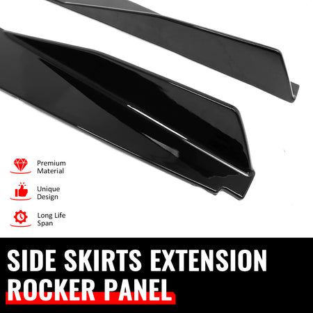 Fits 20-26 Chevy Corvette C8 Stingray/Z51 5VM Style Side Skirts Gloss Black ABS