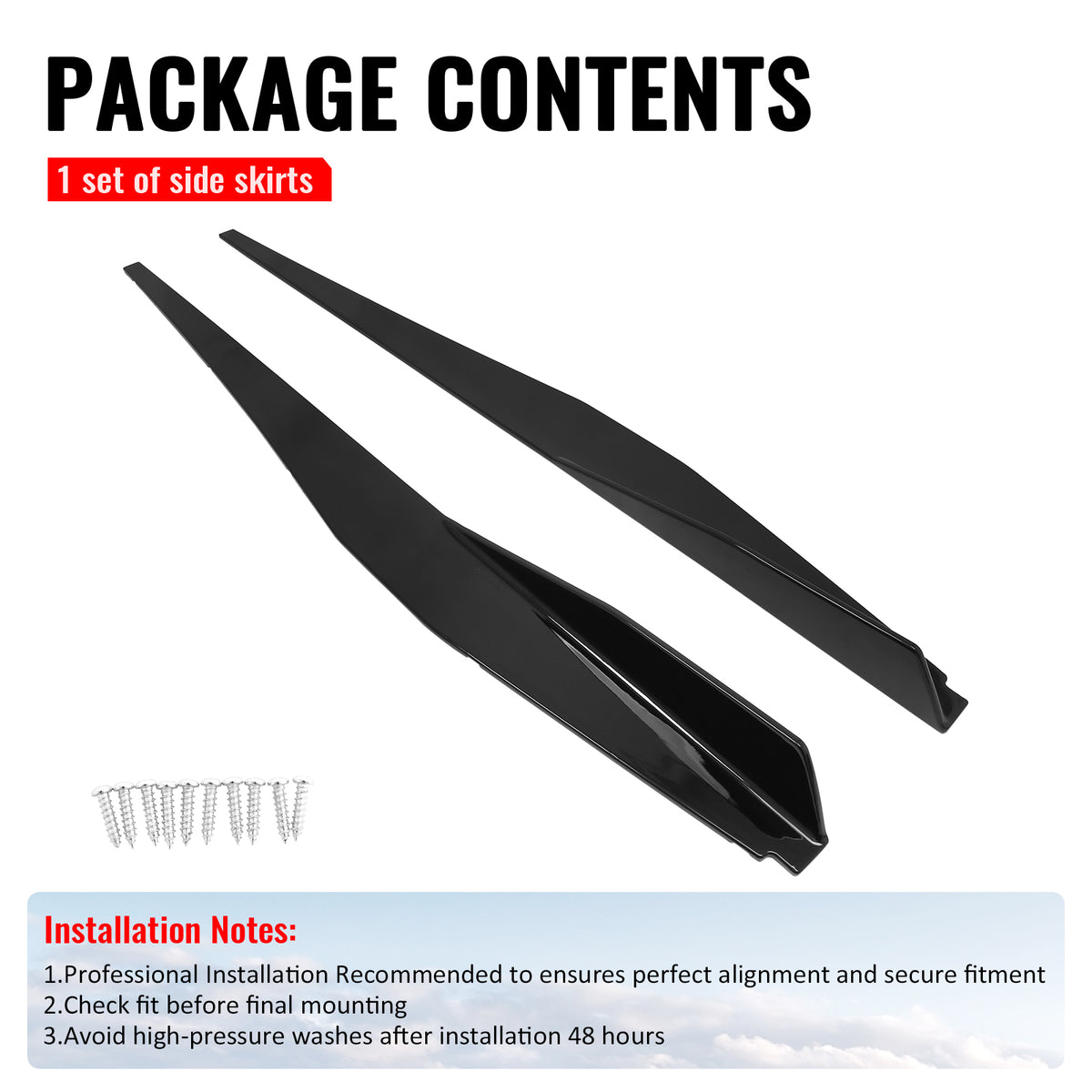Fits 20-26 Chevy Corvette C8 Stingray/Z51 5VM Style Side Skirts Gloss Black ABS
