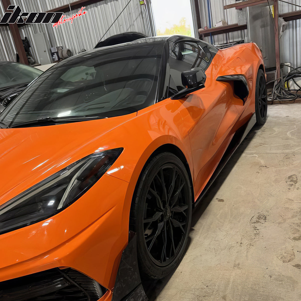 Fits 20-26 Chevy Corvette C8 Stingray/Z51 5VM Style Side Skirts Gloss Black ABS
