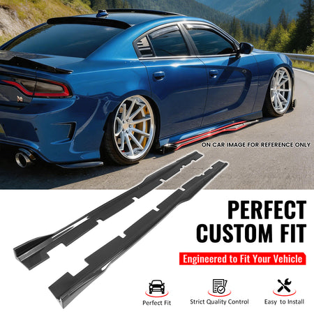Fit 2012-2023 Dodge Charger SRT Side Skirts Extension Carbon Fiber Print