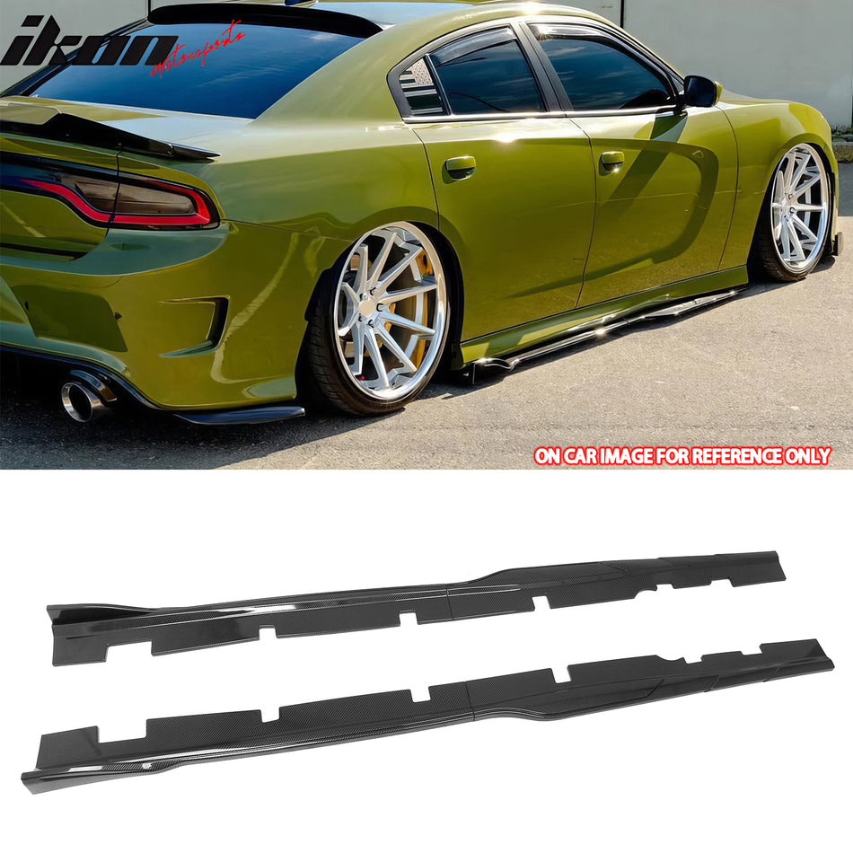 2012-2023 Dodge Charger SRT Side Skirts Rocker Panels Extension Carbon Fiber Print ABS 2PCS