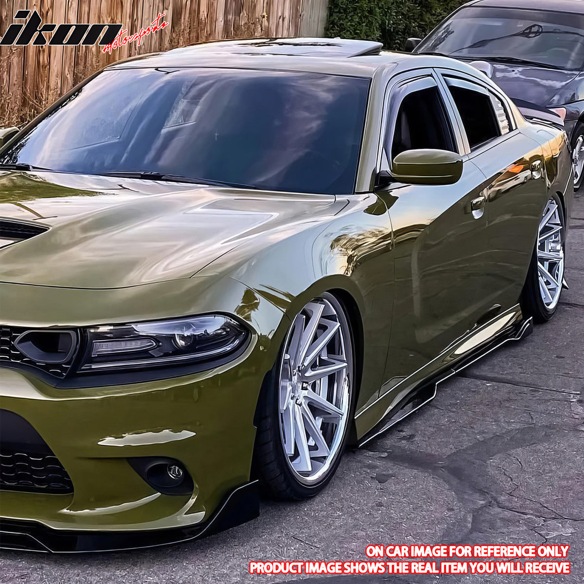 Fits 12-23 Dodge Charger SRT Side Skirts Extension Carbon Fiber Print ABS 2PCS
