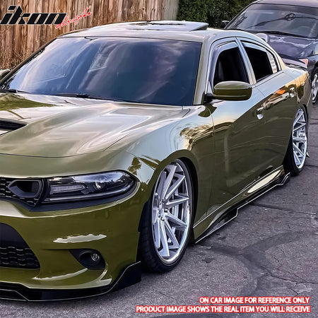 Fits 12-23 Dodge Charger SRT Side Skirts Extension Carbon Fiber Print ABS 2PCS