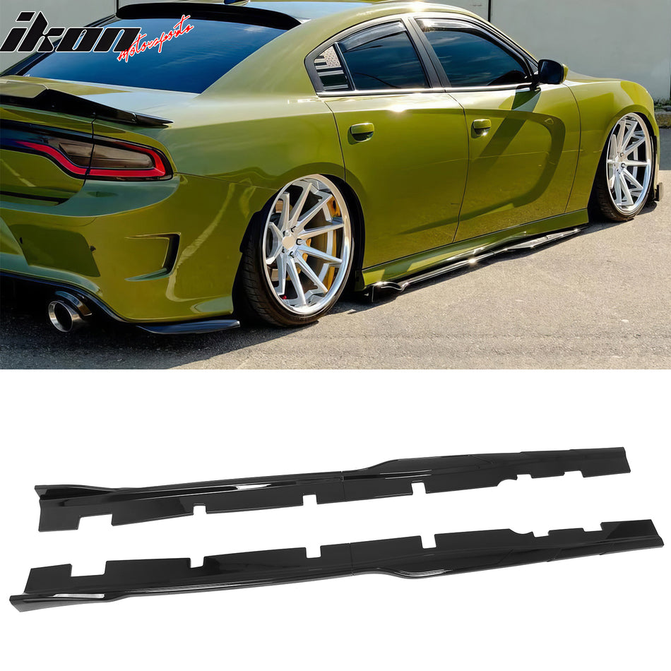 2012-2023 Dodge Charger SRT Side Skirts Rocker Panels Extension Gloss Black ABS 2PCS