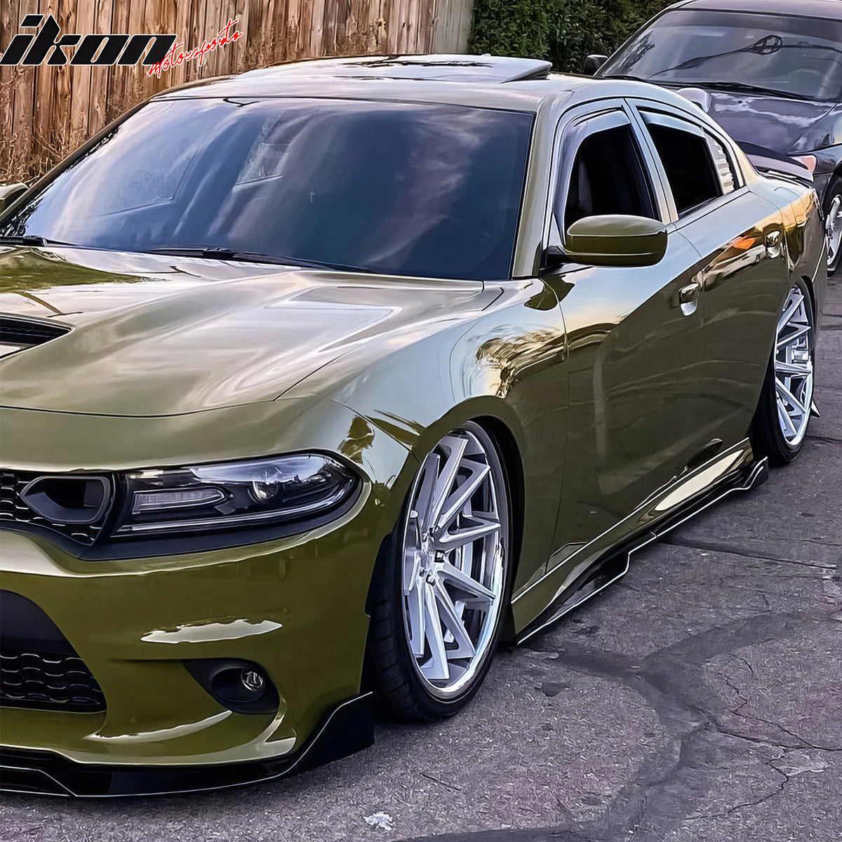 Fits 12-23 Dodge Charger SRT Side Skirts Extension Panels Gloss Black ABS 2PCS