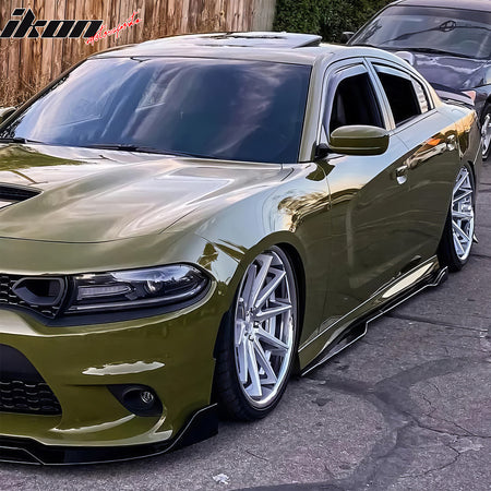 Fits 12-23 Dodge Charger SRT Side Skirts Extension Panels Gloss Black ABS 2PCS