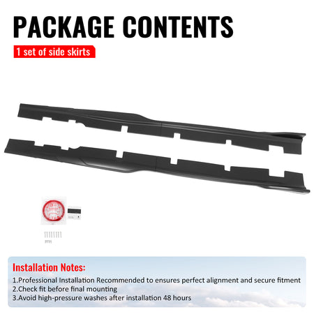 Fits 12-23 Dodge Charger SRT Side Skirts Extension Panels Matte Black ABS 2PCS
