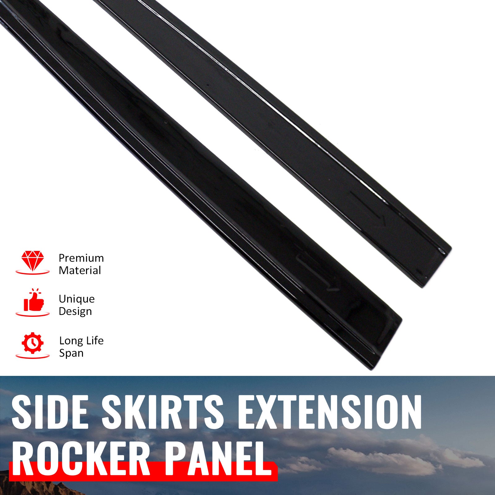Fits 14-19 Ford Fiesta ST & ST Line IKON Style Side Skirts Extension Gloss Black