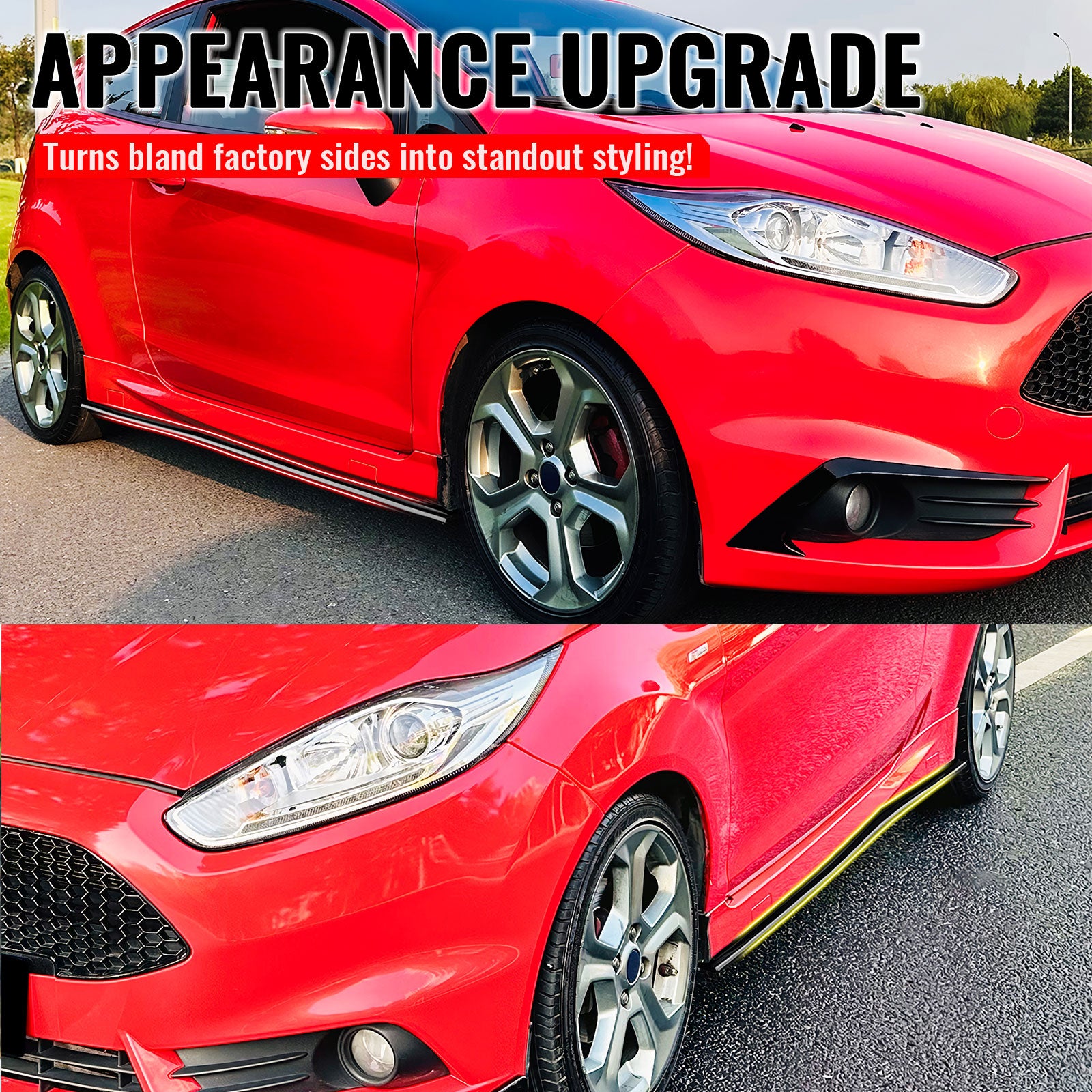 Fits 14-19 Ford Fiesta ST & ST Line IKON Style Side Skirts Extension Gloss Black