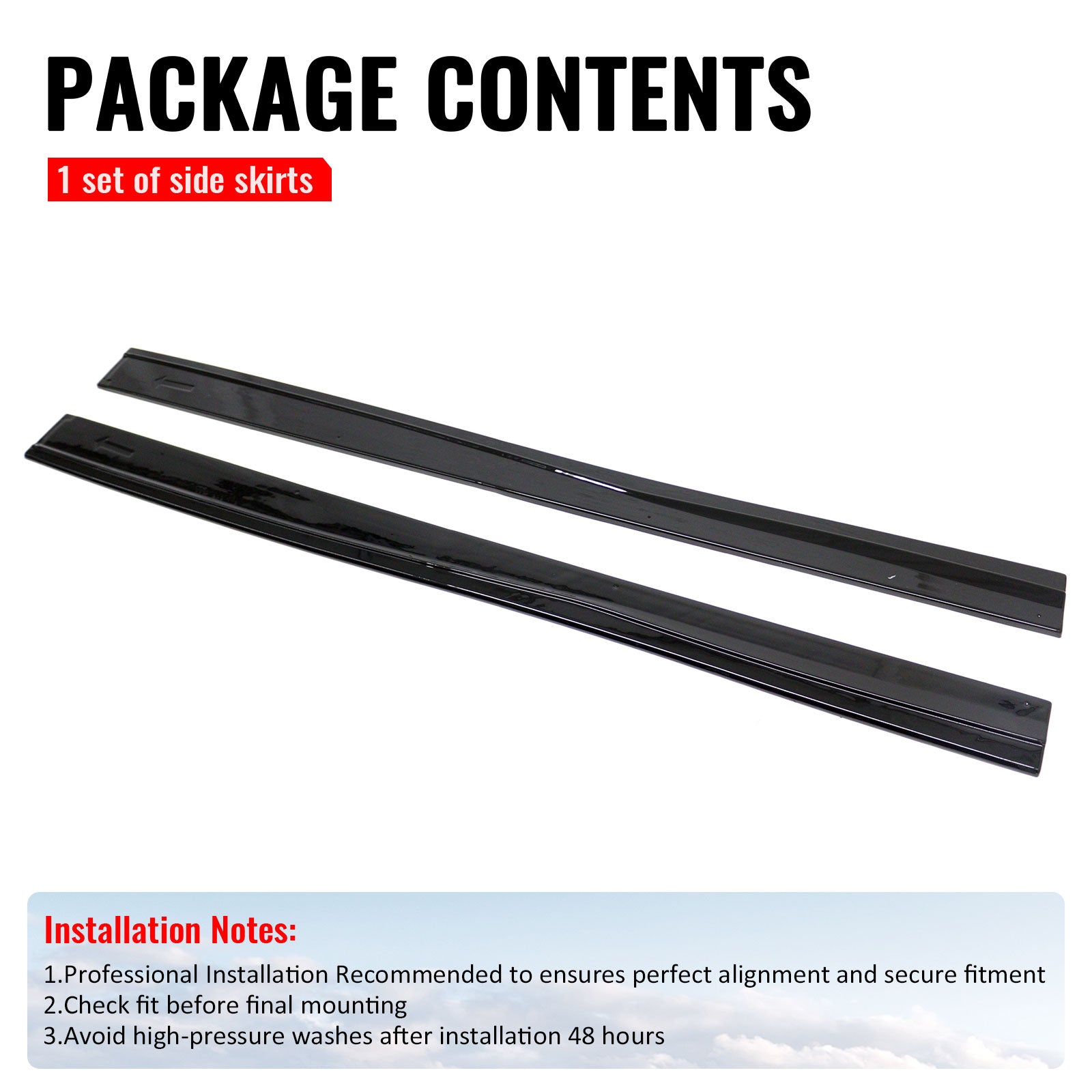 Fits 14-19 Ford Fiesta ST & ST Line IKON Style Side Skirts Extension Gloss Black