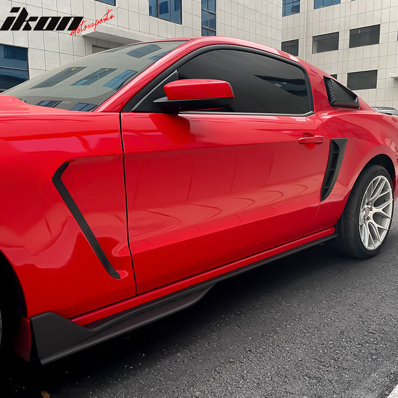 IKON MOTORSPORTS, Side Skirts Compatible With 2005-2014 Ford Mustang, PP GT500 Style Exterior Side Skirt Extensions Rocker Panel, 2006 2007 2008 2009 2010 2011 2012 2013