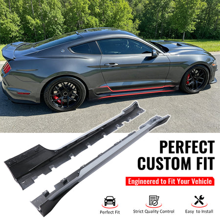 Fits 2015-2023 Ford Mustang Shelby Super Snake Side Skirts PP Matte Black