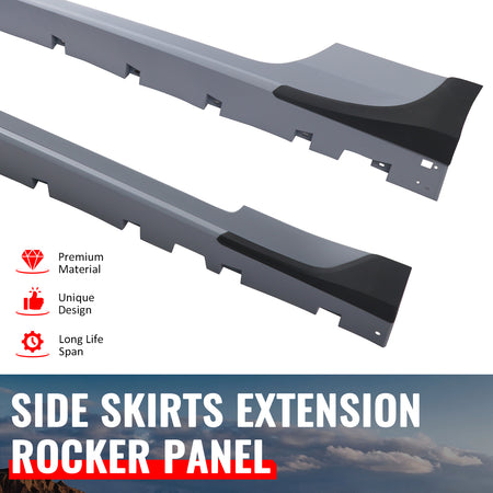 For 15-23 Ford Mustang Side Skirts Shelby Super Snake Rocker Panel Extension Kit