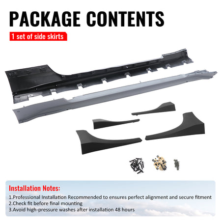 For 15-23 Ford Mustang Side Skirts Shelby Super Snake Rocker Panel Extension Kit
