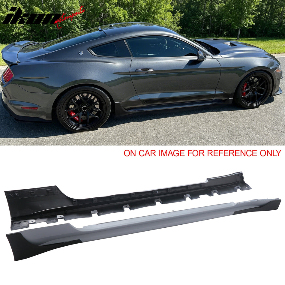 2015-2023 Ford Mustang Side Skirts Shelby Super Snake Style PP Matte Black Rocker Panel