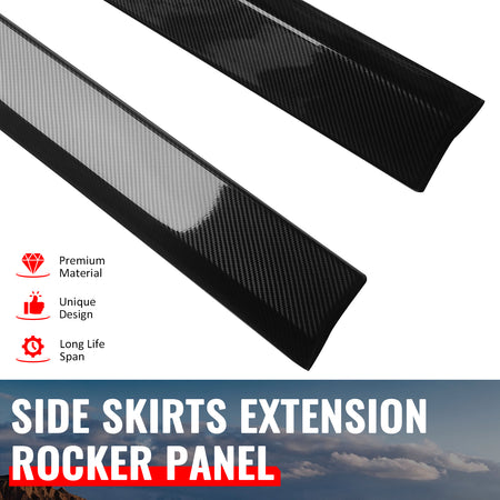 Fits 24-26 Ford Mustang 7th Gen IKON Style Carbon Fiber Print Side Skirts Add on