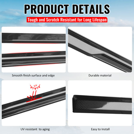 Fits 24-26 Ford Mustang 7th Gen IKON Style Carbon Fiber Print Side Skirts Add on
