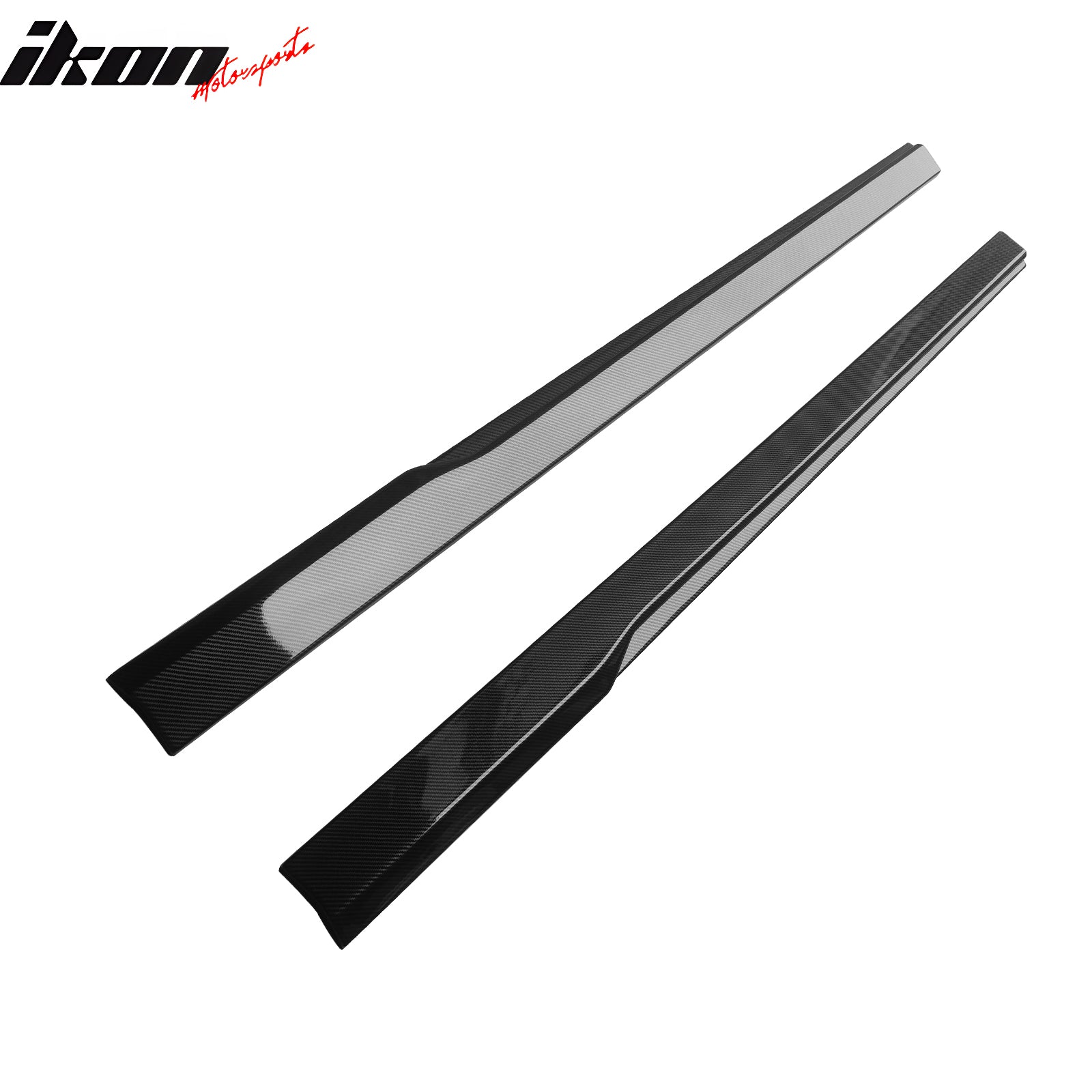 IKON MOTORSPORTS, Side Skirts Extension Compatible with 2024-2025 Ford Mustang, IKON Style ABS Plastic Rocker Panel Splitter Side Underbody Spoiler