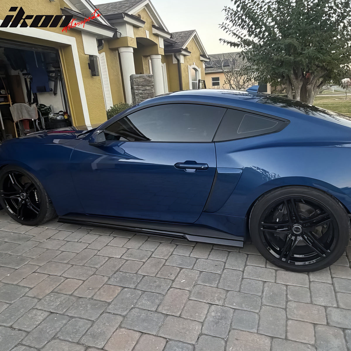 Fits 24-26 Ford Mustang 7th Gen IKON Style Carbon Fiber Print Side Skirts Add on