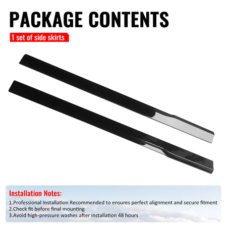 Fits 24-26 Ford Mustang IKON Style Gloss Black Side Skirts Diffuser Add on