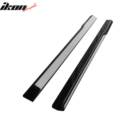 IKON MOTORSPORTS, Side Skirts Extension Compatible with 2024-2025 Ford Mustang, IKON Style ABS Plastic Gloss Black Rocker Panel Splitter Side Underbody Spoiler