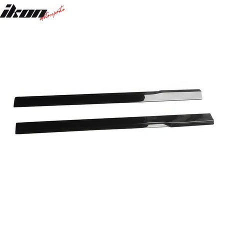 IKON MOTORSPORTS, Side Skirts Extension Compatible with 2024-2025 Ford Mustang, IKON Style ABS Plastic Rocker Panel Splitter Side Underbody Spoiler