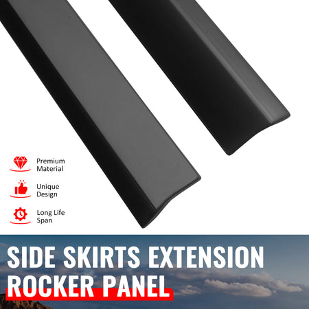 Fits 24-26 Ford Mustang IKON Style Matte Black Side Skirts Extension Lip Add on