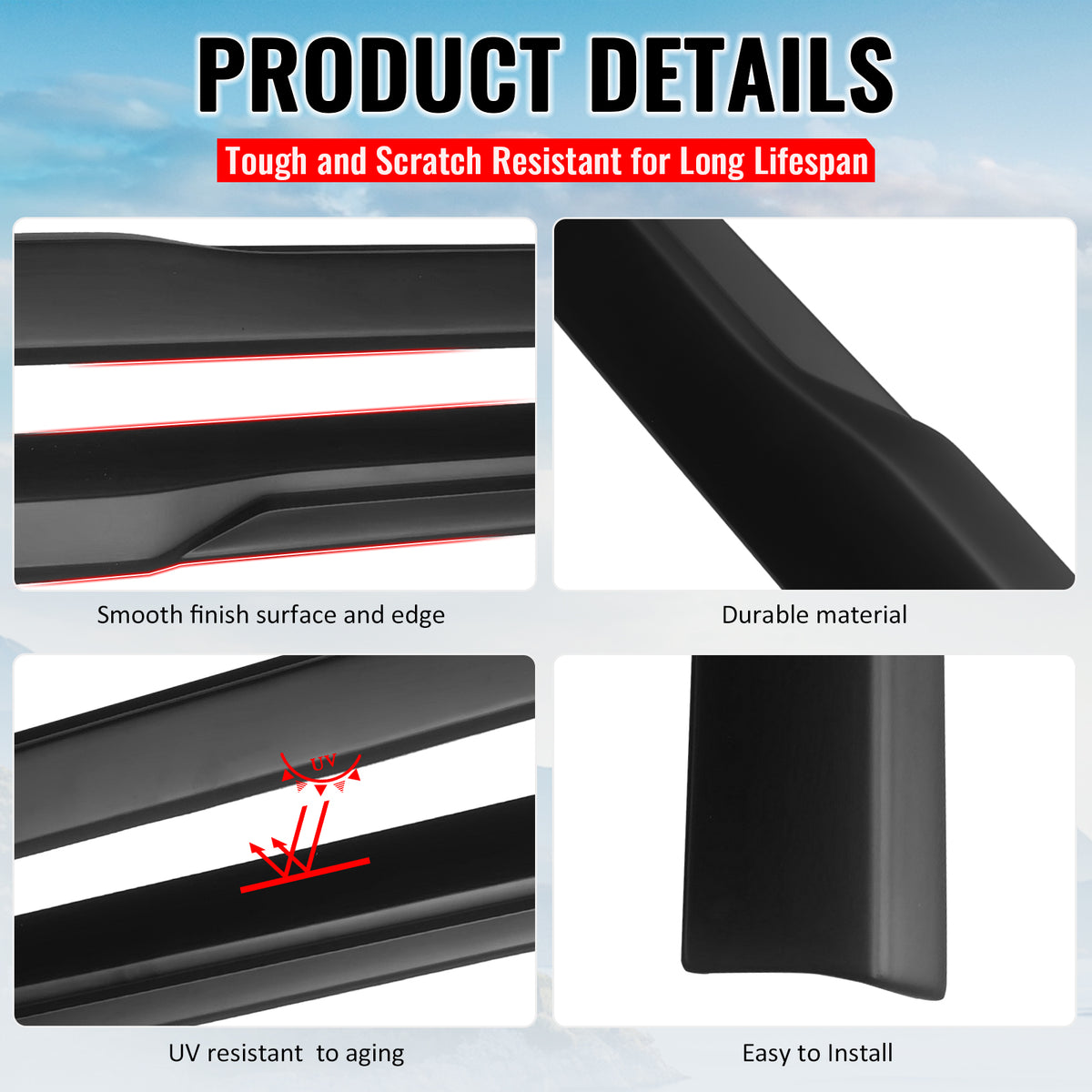 Fits 24-26 Ford Mustang IKON Style Matte Black Side Skirts Extension Lip Add on