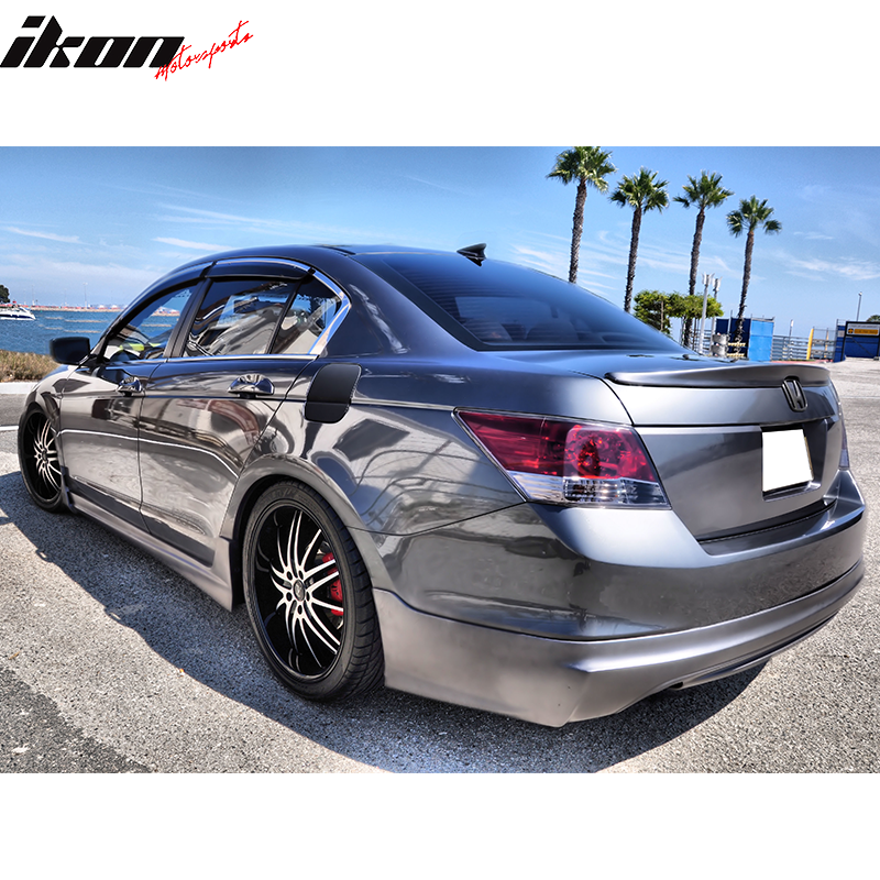 Side Skirts Compatible With 2008-2012 Honda Accord, JDM Style Black PP Side Skirts Extension Line by IKON MOTORSPORTS