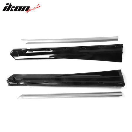 Fits 18-22 Honda Accord Sedan 4Dr 4PCS Side Skirts Rocker Panel PP Gloss Black