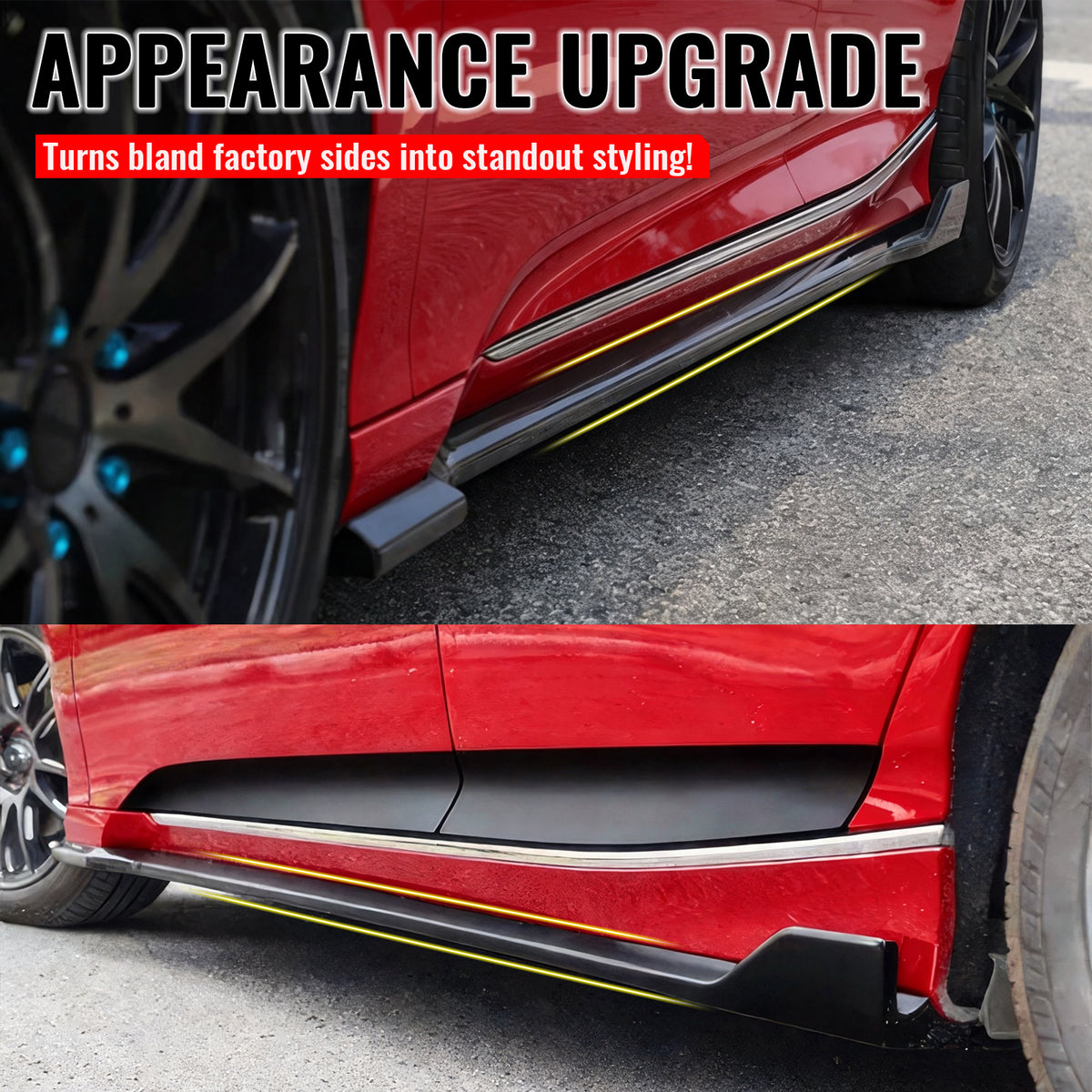 Fits 18-22 Honda Accord IKON Style Side Skirts Extension Lip ABS Matte Black
