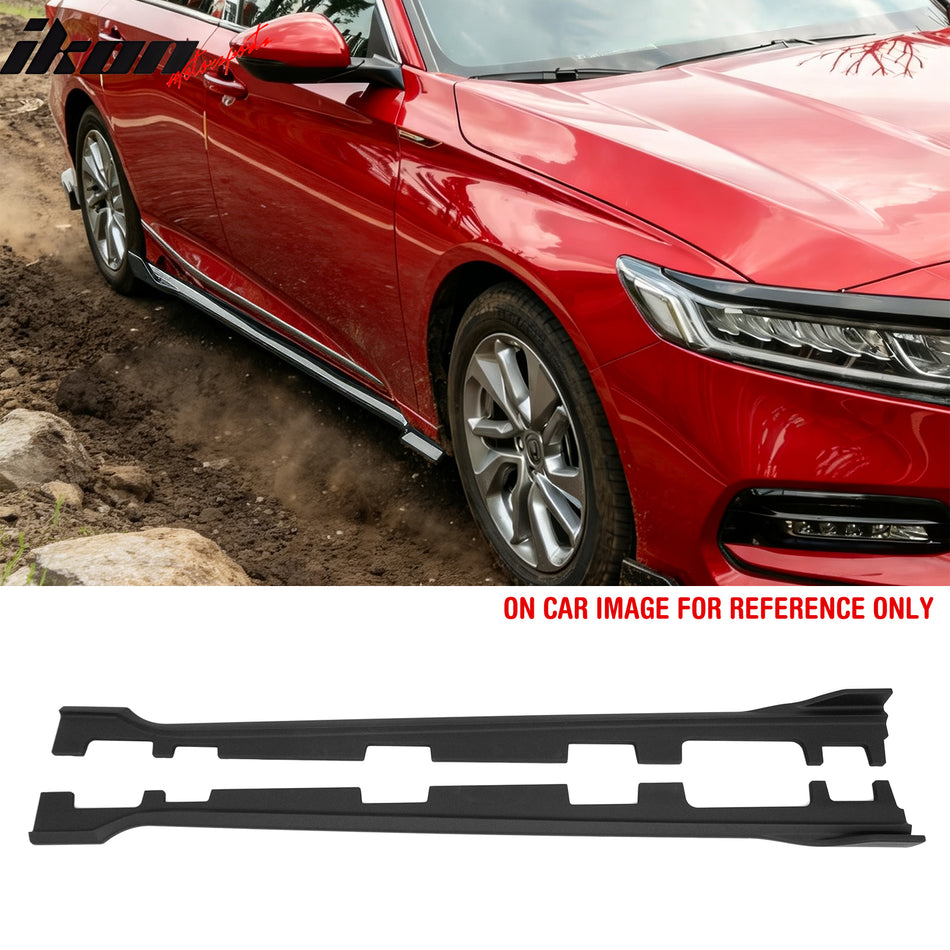 2018-2022 Honda Accord Side Skirts Extension Rocker Panel Splitter Lip Added on Body Kits IKON Style Painted Matte Black ABS Plastic