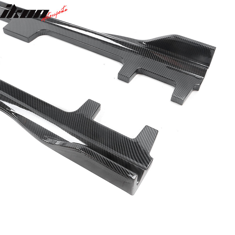 Fits 18-22 Honda Accord IKON Style 2PCS Side Skirts Extension Carbon Fiber Print