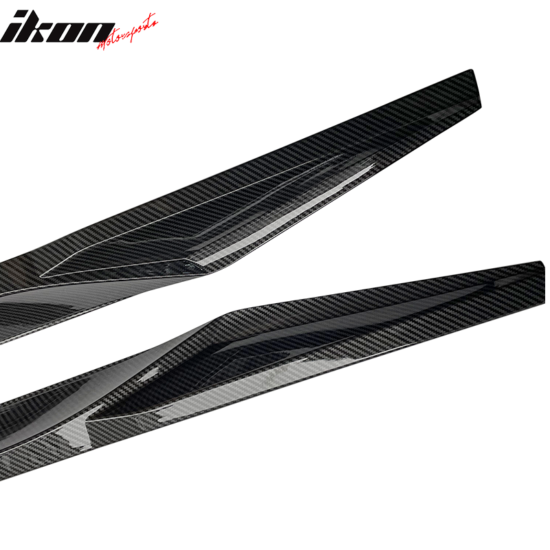 IKON MOTORSPORTS, Side Skirts Compatible With 2011-2016 BMW F10 Mtech, Matte Carbon Fiber MP Style Side Skirt Extension Rocker Panel Driver Passenger, 2012 2013 2014 2015