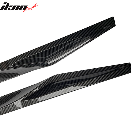 IKON MOTORSPORTS, Side Skirts Compatible With 2011-2016 BMW F10 Mtech, Matte Carbon Fiber MP Style Side Skirt Extension Rocker Panel Driver Passenger, 2012 2013 2014 2015