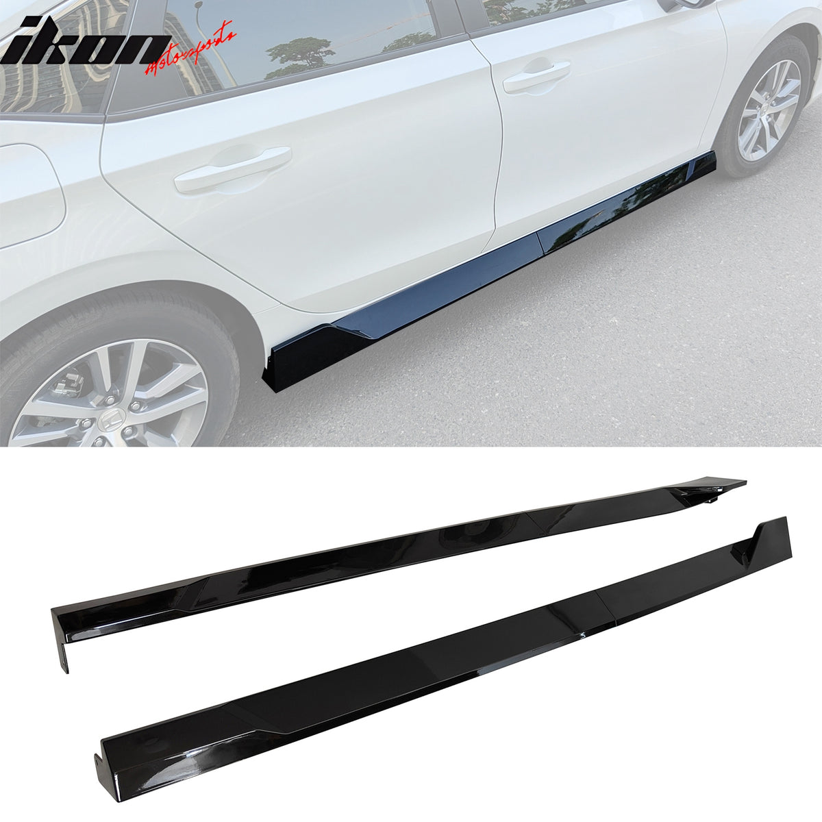 Civic Rocker Panel IKON MOTORSPORTS, Side Skirts Compatible With 2022-2024 Honda Civic ...