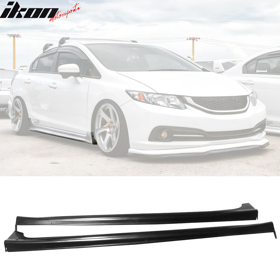 2012-2015 Honda Civic Sedan Side Skirts Extention JDM Mug Style Black