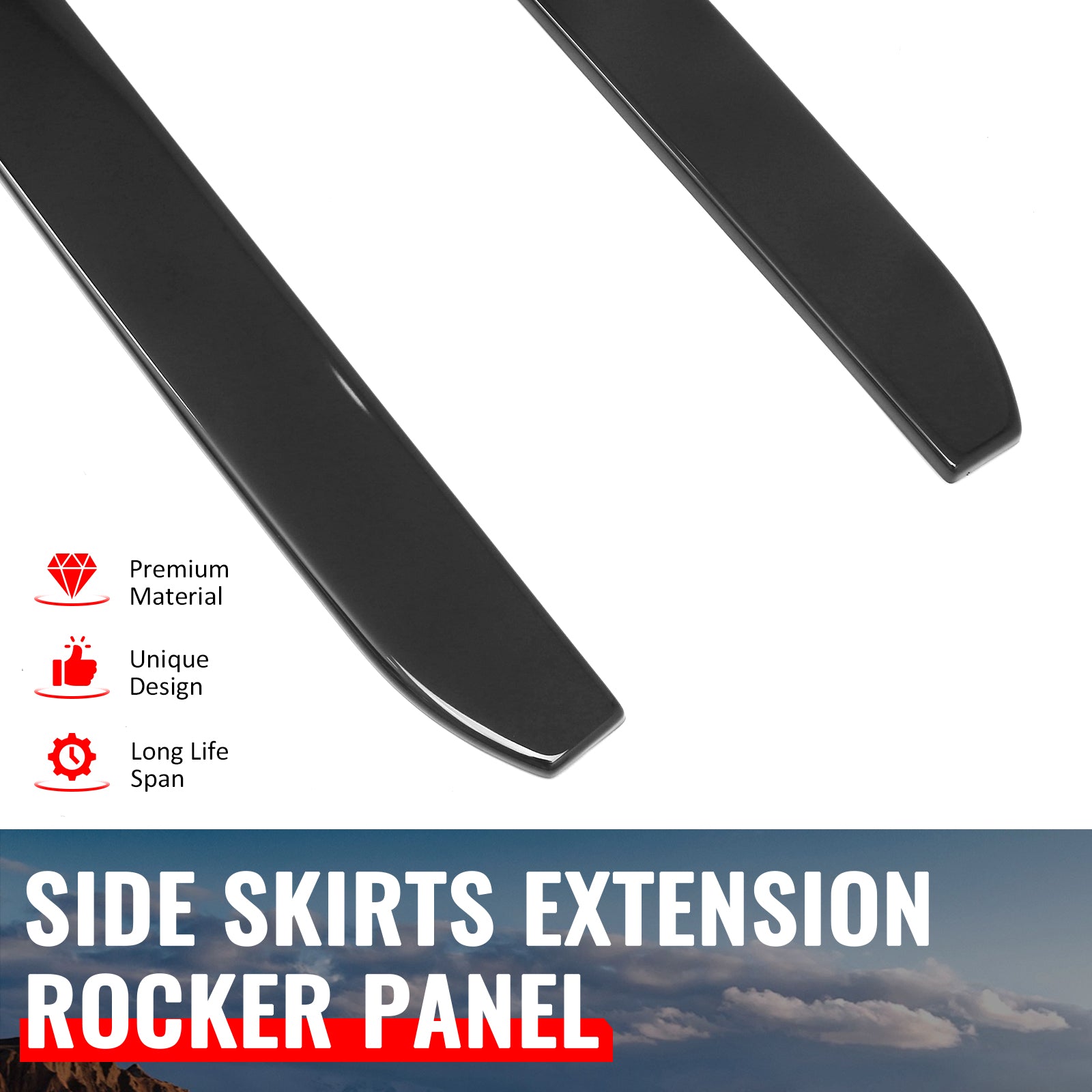 Fits 21-26 Hyundai Elantra N Line IKON Side Skirt Extension Lip ABS Gloss Black