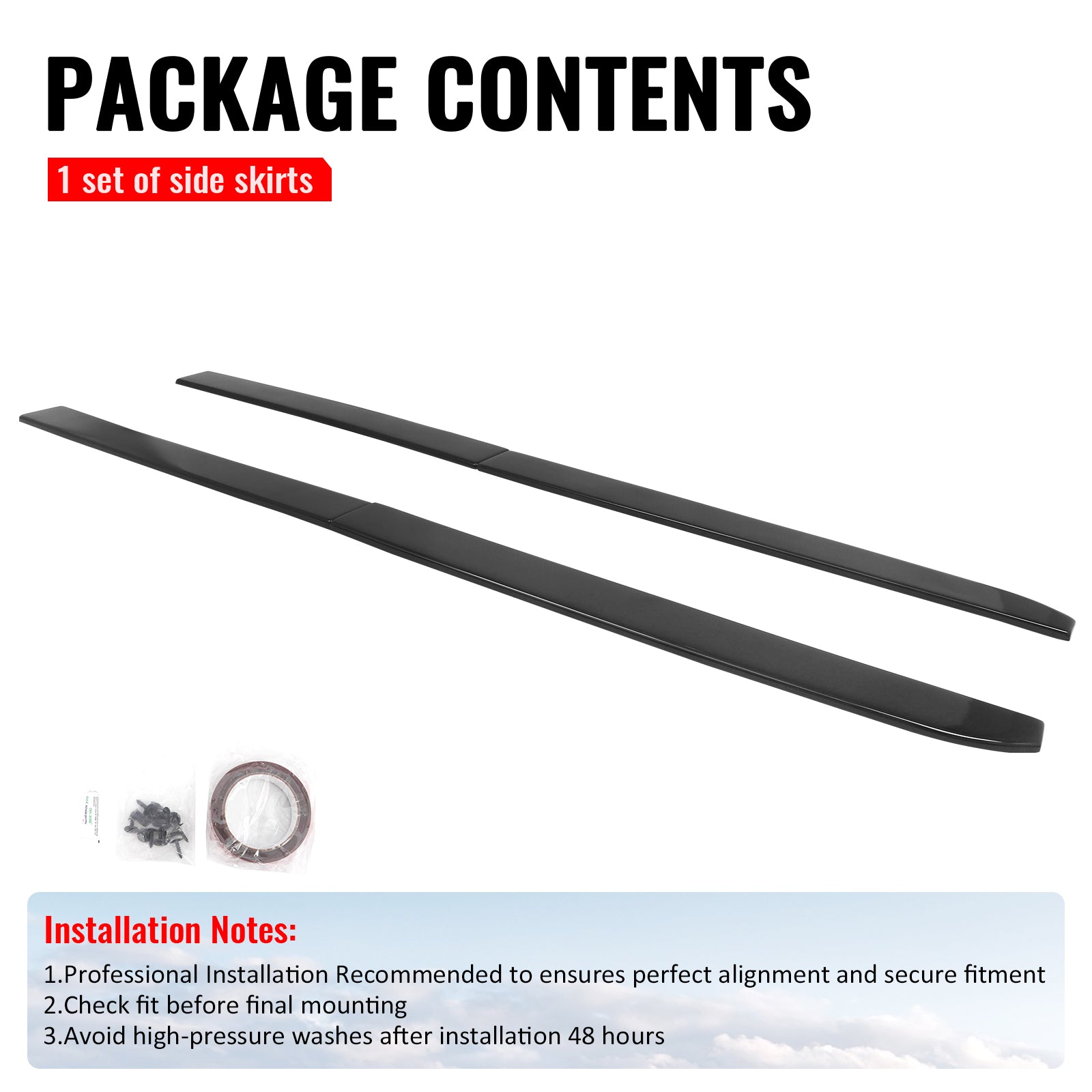 Fits 21-26 Hyundai Elantra N Line IKON Side Skirt Extension Lip ABS Gloss Black