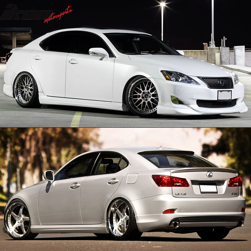 Side Skirts Compatible With 2006-2013 Lexus IS250 IS350, IKON Style PP Matte Black Side Extensions Line Protector By IKON MOTORSPORTS