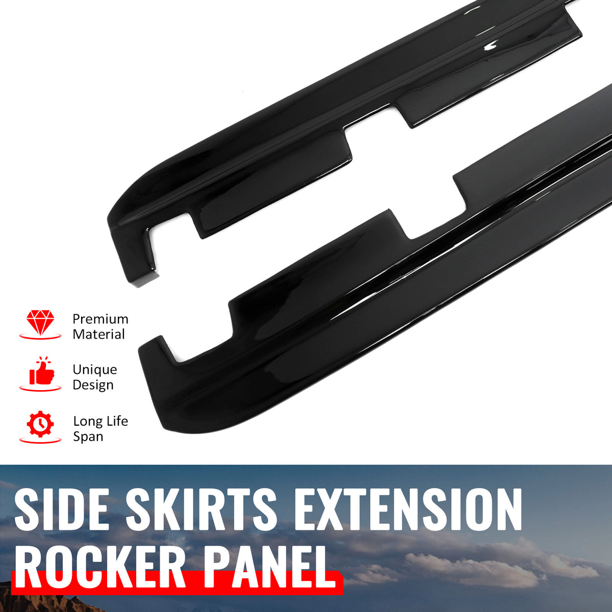 Fits 14-20 Lexus IS Sedan Artisan Style Side Skirts Extension Lip Gloss Black PP