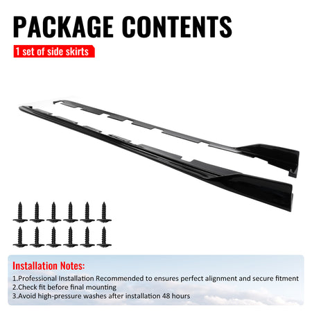 Fits 14-20 Lexus IS Sedan Artisan Style Side Skirts Extension Lip Gloss Black PP