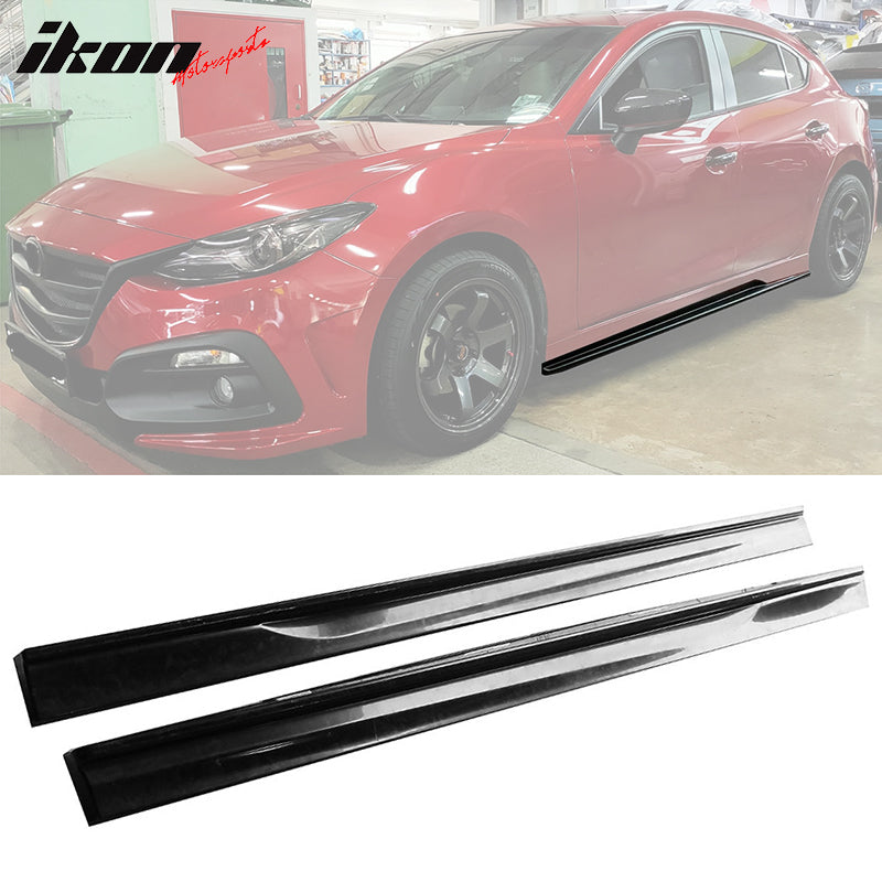 2014-2018 Mazda 3 K-Style Unpainted Black Side Skirts ABS
