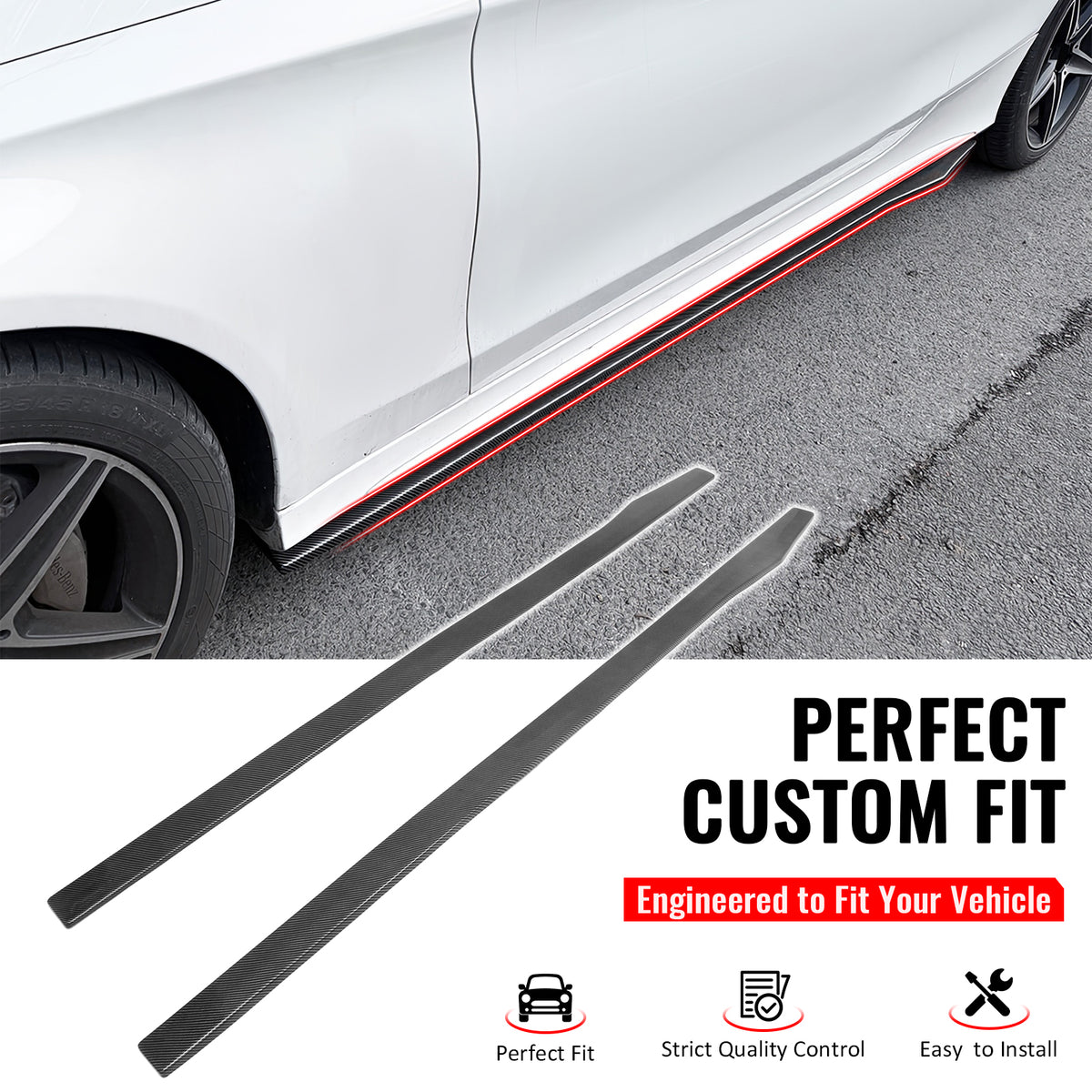 Fit 2015-2021 Benz C-Class Side Skirts Extension Carbon Fiber Print