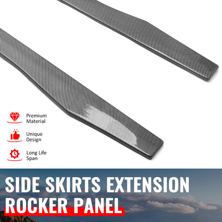 Fits 15-22 Mercedes-Benz C-Class CMT Style Side Skirts Carbon Fiber Print ABS